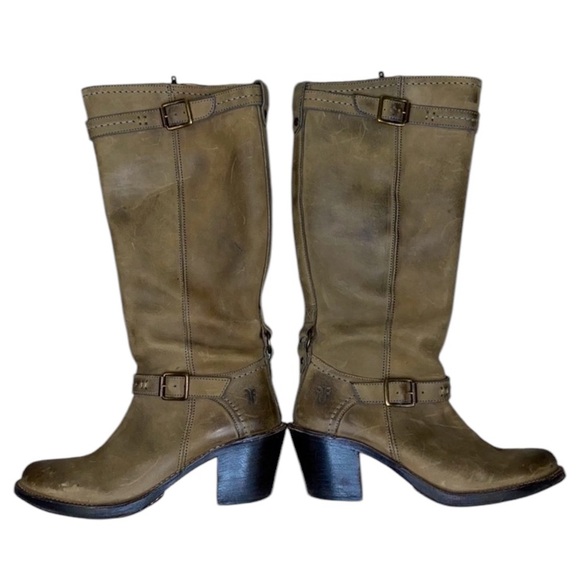 FRYE Carmen Tall Boots Size 8.5 Stone Tan Brown - Picture 10 of 16